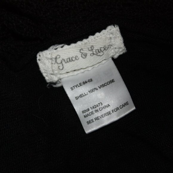 Grace & Lace Light Weight Two-Fit Knit Cardigan Black One-Size L - Picture 4 of 7